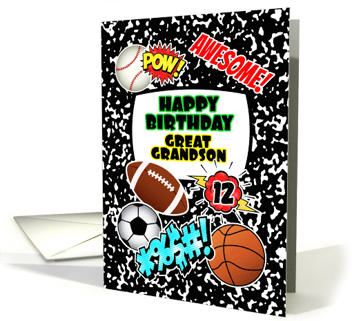 Great Grandson 12th Birthday Notebook with Sports and... (1884486)