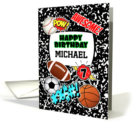 Michael 7th Birthday Custom Name Notebook with Sports... (1893118)