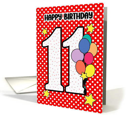 11th Birthday Festive and Bright Balloons and Stars card (1894090)