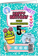 Great Granddaughter 5th Birthday Colorful Notebook and Stickers card