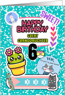 Great Granddaughter 6th Birthday Colorful Notebook and Stickers card