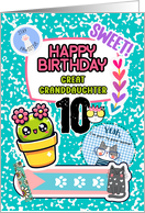 Great Granddaughter 10th Birthday Colorful Notebook and Stickers card