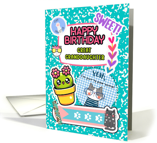 Great Granddaughter Birthday Colorful Notebook and Stickers card