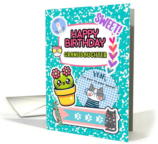 Granddaughter Birthday Colorful Notebook and Stickers card (1894408)