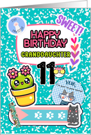 Granddaughter 11th Birthday Colorful Notebook and Stickers card