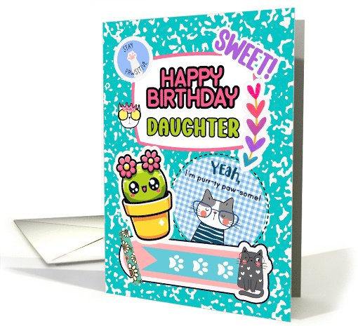 Daughter Birthday Colorful Notebook and Stickers card (1894472)