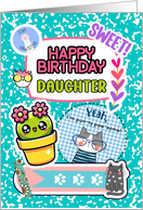 Daughter Birthday Colorful Notebook and Stickers card