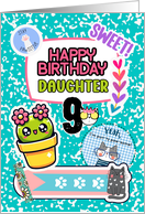 Daughter 9th Birthday Colorful Notebook and Stickers card