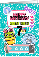 Great Niece 7th Birthday Colorful Notebook and Stickers card