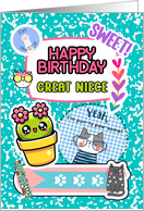 Great Niece Birthday Colorful Notebook and Stickers card