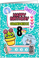 Grandniece 8th Birthday Colorful Notebook and Stickers card