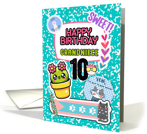 Grandniece 10th Birthday Colorful Notebook and Stickers card (1894532)