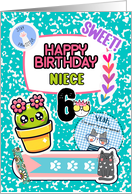 Niece 6th Birthday Colorful Notebook and Stickers card