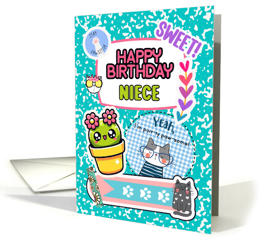 Niece Birthday Colorful Notebook and Stickers card (1894556)