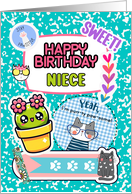 Niece Birthday Colorful Notebook and Stickers card