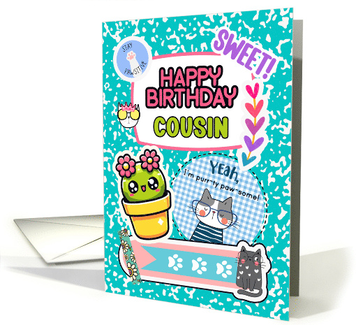 Cousin Birthday Colorful Notebook and Stickers card (1894594)