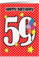 59th Birthday Festive and Bright Balloons and Stars card