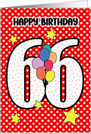66th Birthday Festive and Bright Balloons and Stars card