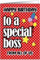 To Boss from Group Birthday Greeting with Balloons and Stars card