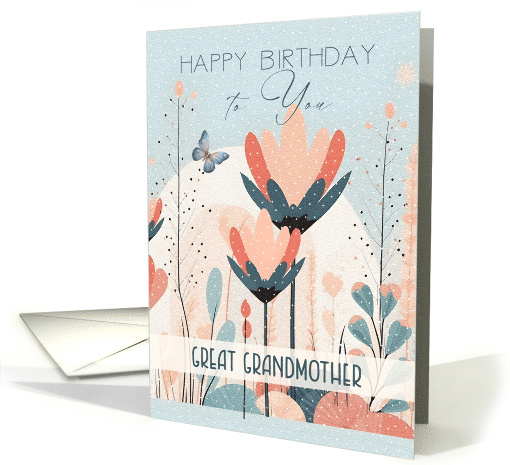Great Grandmother Birthday Beautiful Stylized Flowers card (1896928)