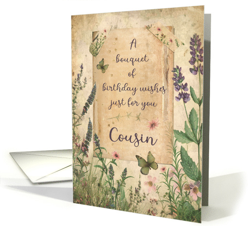 Cousin Birthday Bouquet of Wishes Flower Garden card (1900924)