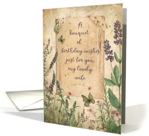 Wife Birthday Bouquet of Wishes Flower Garden card (1901338)