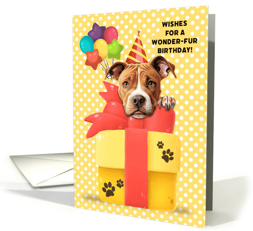 American Pit Bull Terrier Birthday Greeting with Balloons... (1923482)