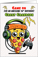 Great Grandson 14th Birthday Pizza Gamer Guy card