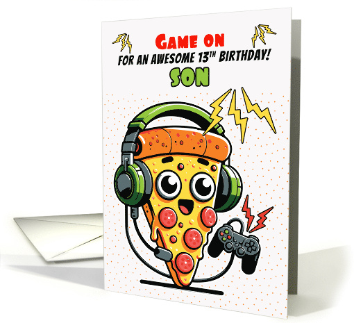 Son 13th Birthday Pizza Gamer Guy card (1932880)