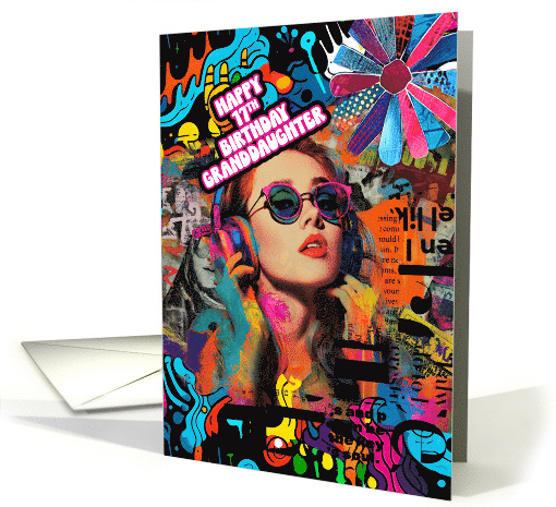Granddaughter 17th Birthday Gen Z Retro Mod Poster card (1940504)