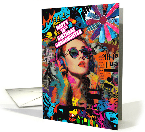 Goddaughter 18th Birthday Gen Z Retro Mod Poster card (1942358)