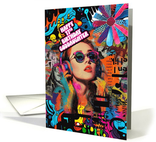 Goddaughter 17th Birthday Gen Z Retro Mod Poster card (1942360)