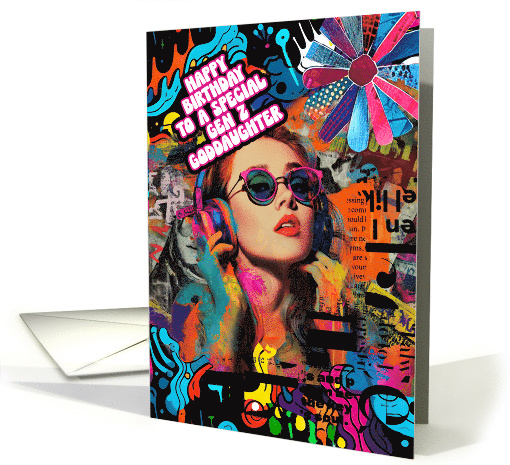 Goddaughter Birthday Gen Z Retro Mod Poster card (1942366)