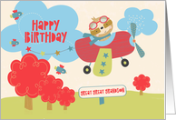 Great Great Grandson Birthday Cute Sloth Flying a Plane card