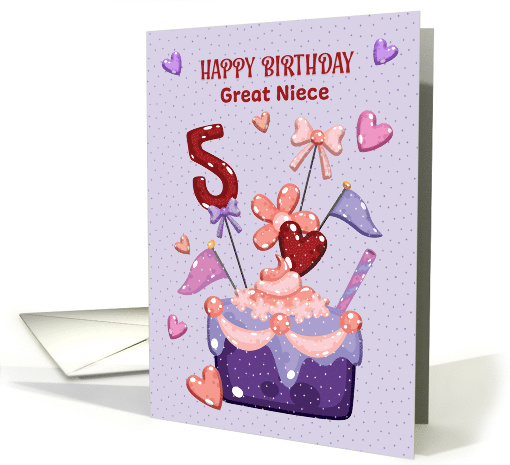 Great Niece 5th Birthday Cupcake Hearts card (1966182)