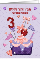 Grandniece 3rd Birthday Cupcake Hearts card