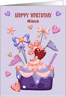 Niece Birthday Cupcake Hearts and Polka Dots card