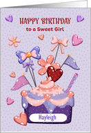 Girl Birthday Custom Name Hayleigh Cupcake Hearts and Polka Dots