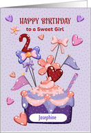 Girl 2nd Birthday Custom Name Josephine Cupcake Hearts and Polka Dots