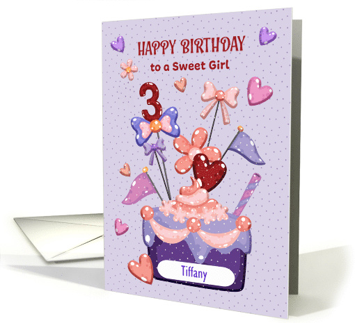 Girl 3rd Birthday Custom Name Tiffany Cupcake Hearts and... (1966518)