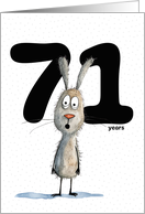 71st Birthday Scruffy Shocked Rabbit with Big Numbers card