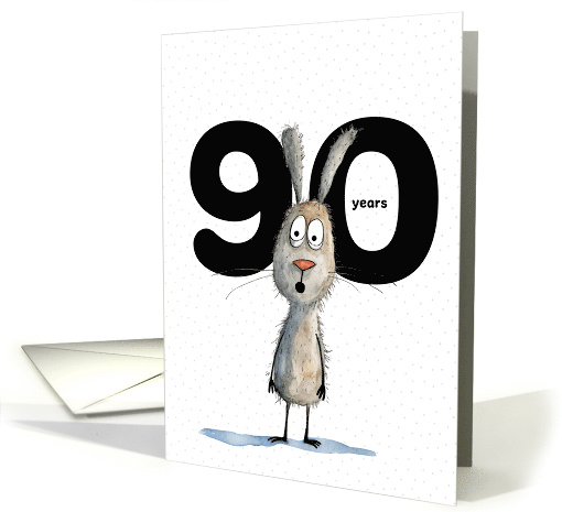 90th Birthday Scruffy Shocked Rabbit with Big Numbers card (1967304)