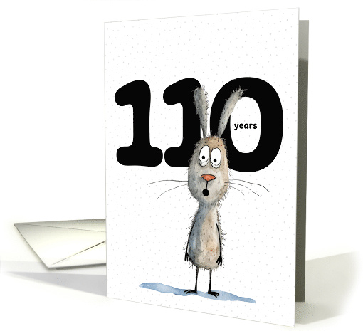 110th Birthday Scruffy Shocked Rabbit with Big Numbers card (1967404)
