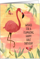 Happy Half Birthday Flamazing Whimsical Flamingo