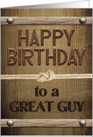 To Great Guy Birthday Masculine Metal and Wood Design