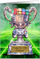 Godson 17th Birthday Gamer Futuristic Game Controller and Trophy card