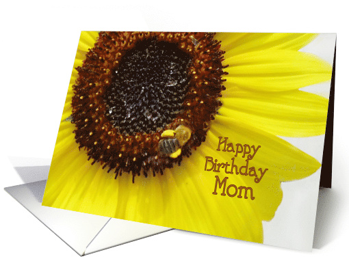 Happy Birthday to Mom Photograph of a Sunflower and Bee card (854193)