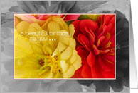 A Beautiful Birthday to You ... Triple Zinnia framed card
