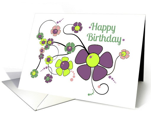 Happy Birthday Colorful Daisy Chain card (864635)