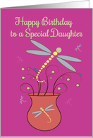Happy Birthday Daughter with Dragonflies and Swirls card
